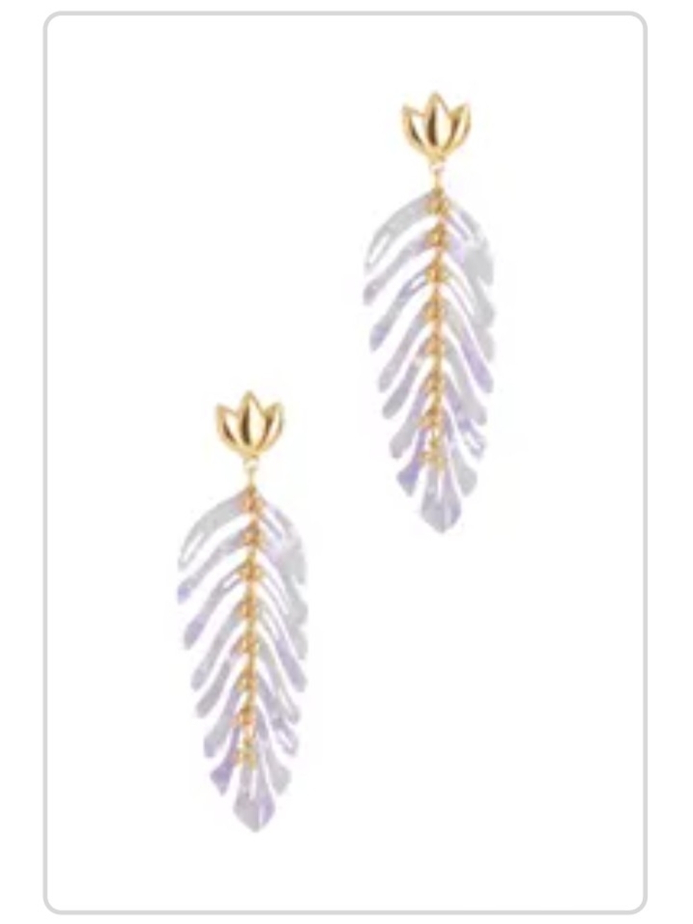 Gas Bijoux Lilac Feather Drop Earrings with Gold Accents - Women Jewelry